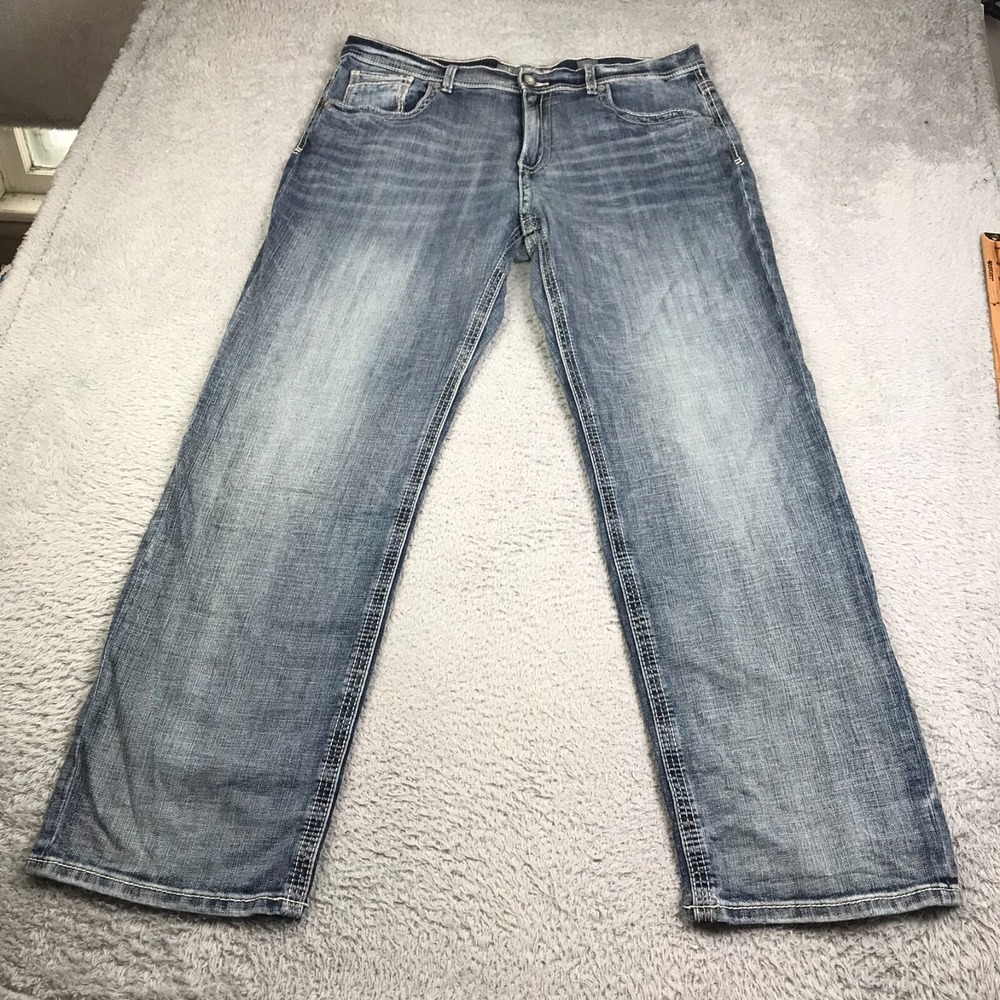 BKE Seth Straight Mens 38 (40x33) Blue Stone Wash Mid Rise Relaxed Denim